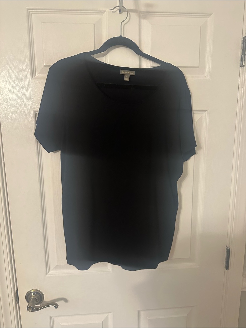 Black Short-Sleeve Knit Top